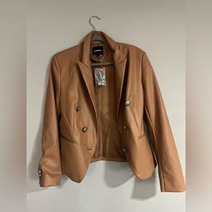 Express Tan Faux Leather Blazer